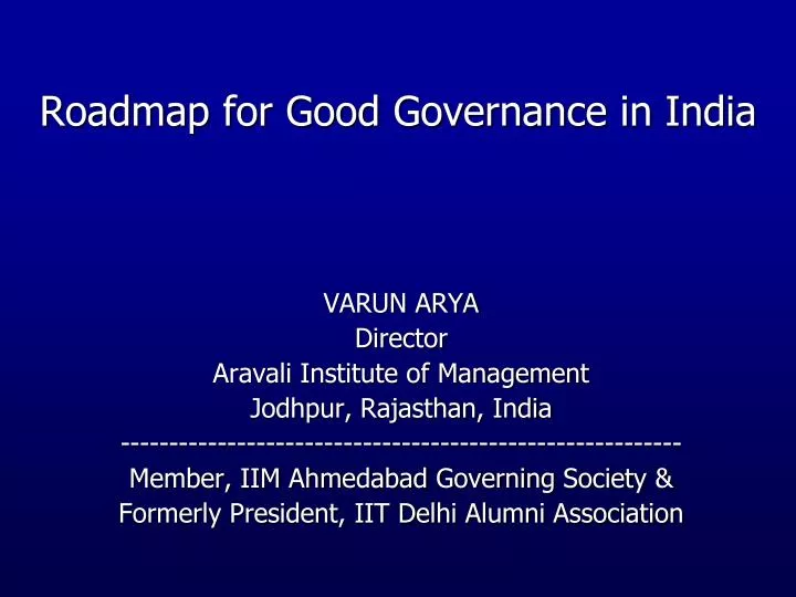 roadmap for good governance in india