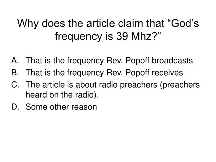 why does the article claim that god s frequency is 39 mhz
