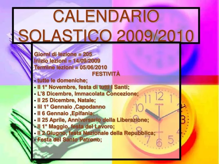 calendario solastico 2009 2010