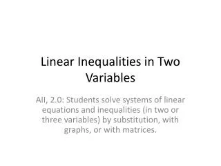 Linear Inequalities in Two Variables