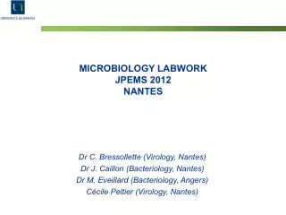 MICROBIOLOGY LABWORK JPEMS 2012 NANTES