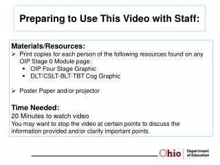Preparing to Use This Video with Staff: