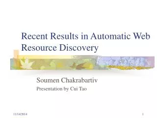 Recent Results in Automatic Web Resource Discovery