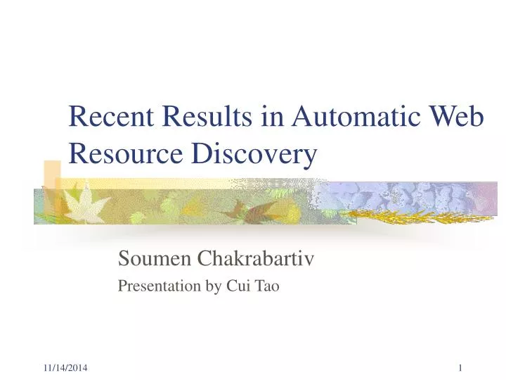 recent results in automatic web resource discovery