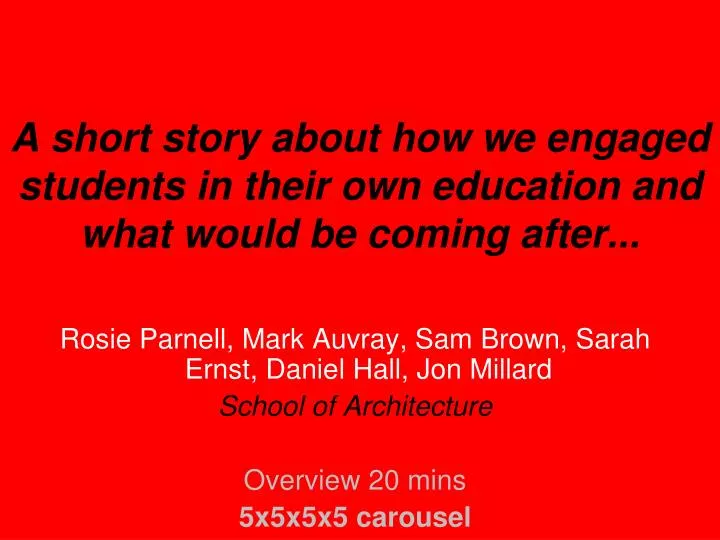 a short story about how we engaged students in their own education and what would be coming after