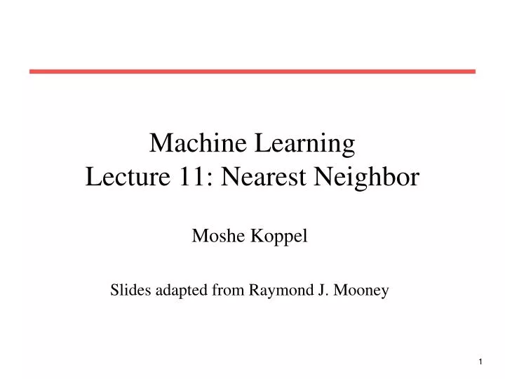 machine learning lecture 11 nearest neighbor