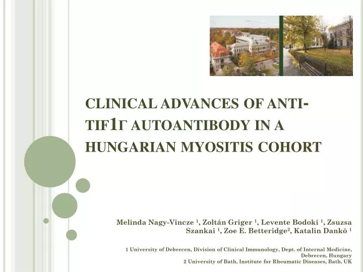clinical advances of anti tif1 autoantibody in a hungarian myositis cohort