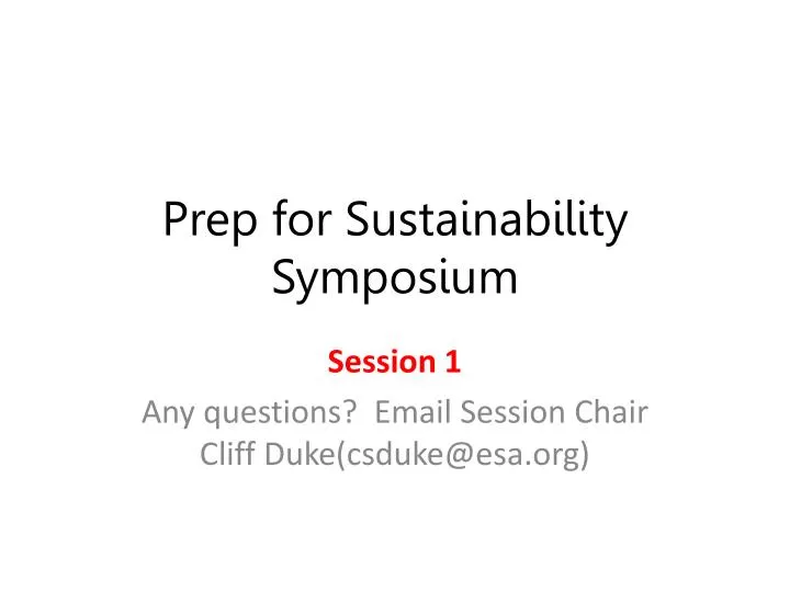 prep for sustainability symposium