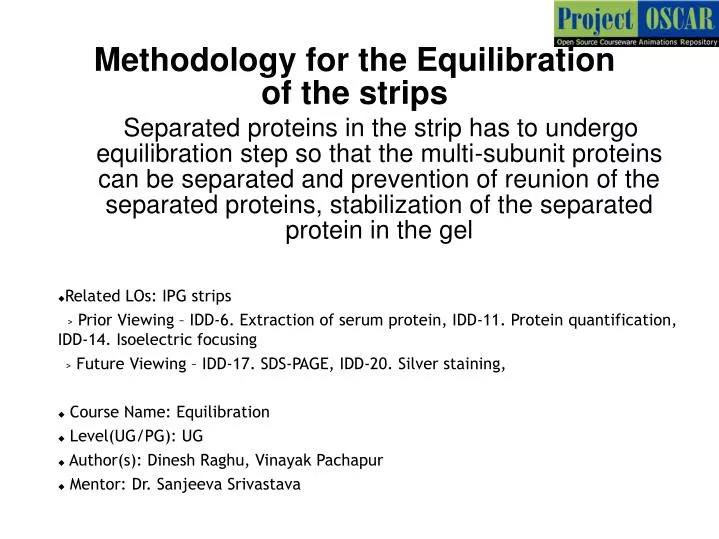 methodology for the equilibration of the strips
