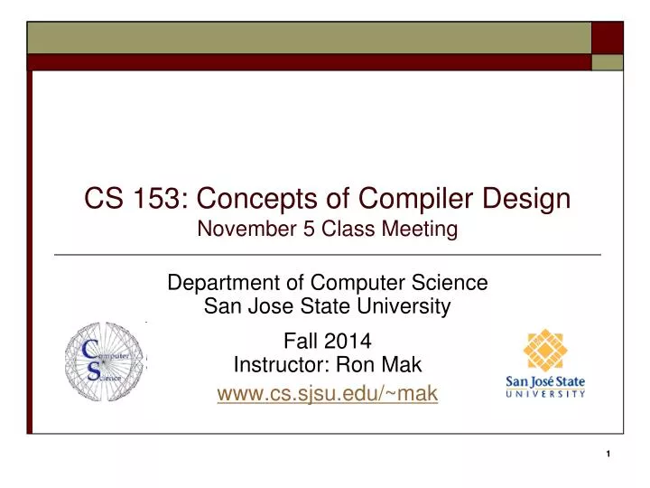 cs 153 concepts of compiler design november 5 class meeting