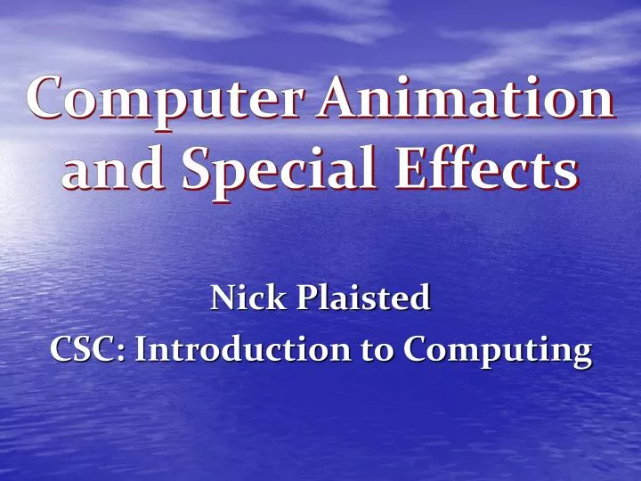nick plaisted csc introduction to computing