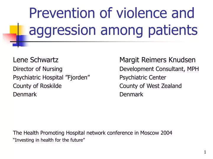 prevention of violence and aggression among patients