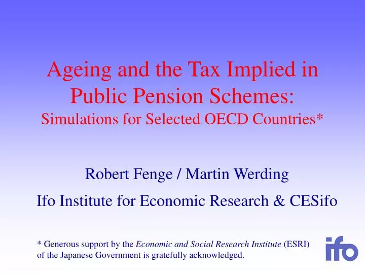 ageing and the tax implied in public pension schemes simulations for selected oecd countries