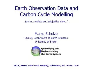 earth observation data and carbon cycle modelling