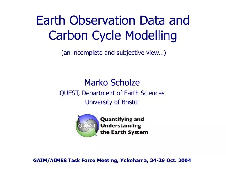 earth observation data and carbon cycle modelling