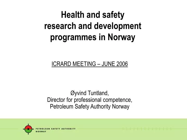 health and safety research and development programmes in norway