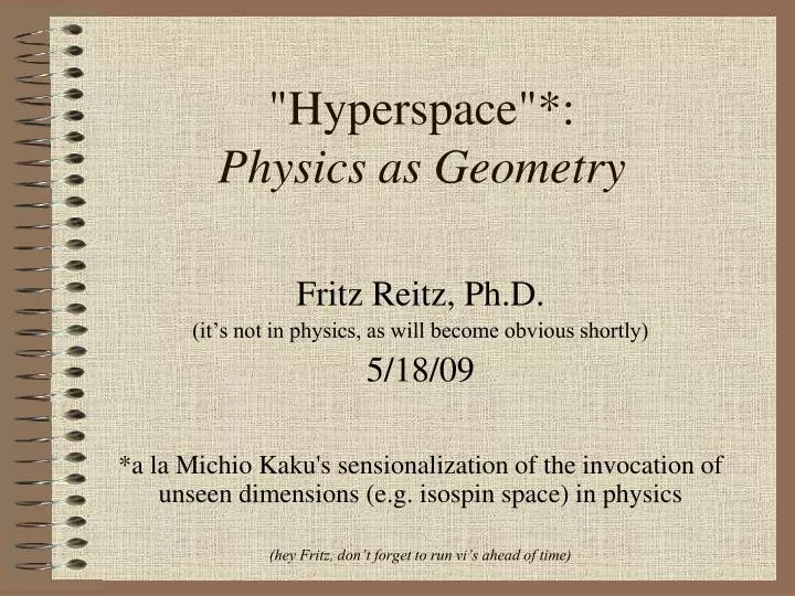 hyperspace physics as geometry