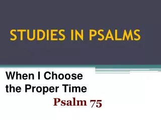 STUDIES IN PSALMS