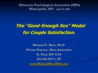 Minnesota Psychological Association (MPA) Minneapolis, MN April 25, 2008