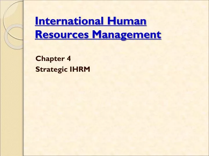 international human resources management