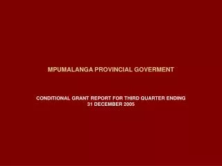 MPUMALANGA PROVINCIAL GOVERMENT