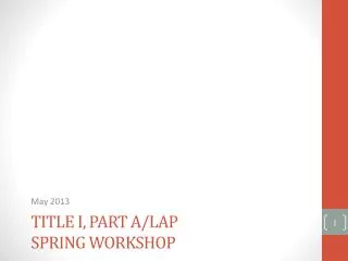 Title I, Part A/LAP Spring Workshop