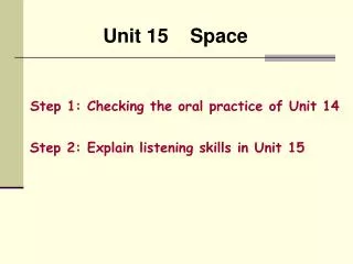 Unit 15 Space