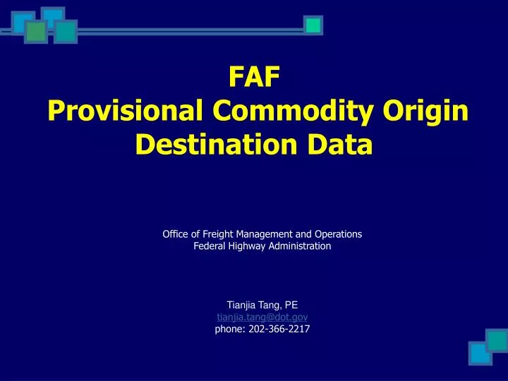 faf provisional commodity origin destination data