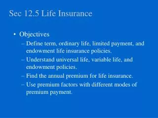 Sec 12.5 Life Insurance
