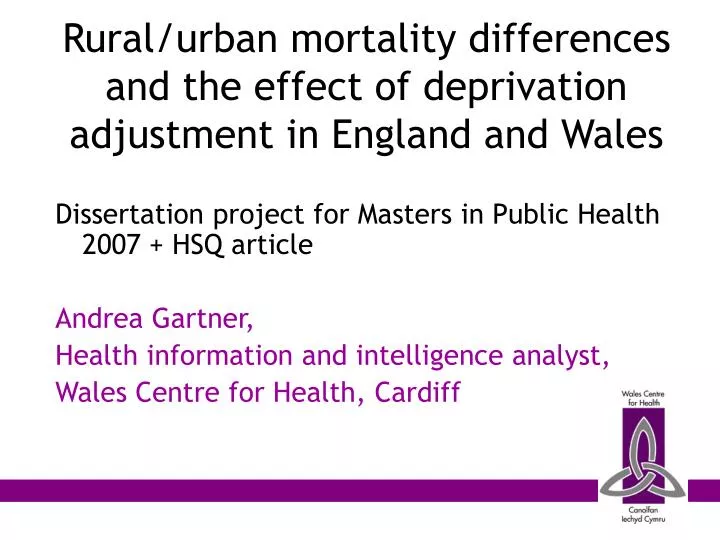 rural urban mortality differences and the effect of deprivation adjustment in england and wales