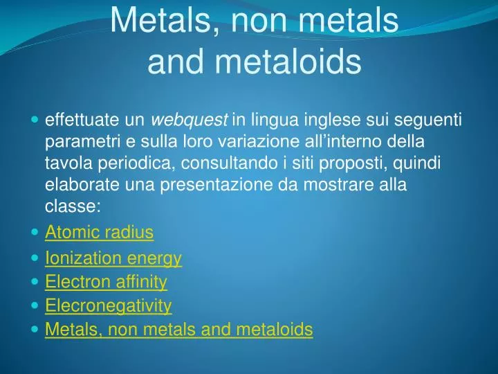 metals non metals and metaloids