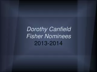 Dorothy Canfield Fisher Nominees 2013-2014