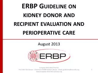 ERBP Guideline on kidney donor and recipient evaluation and perioperative care