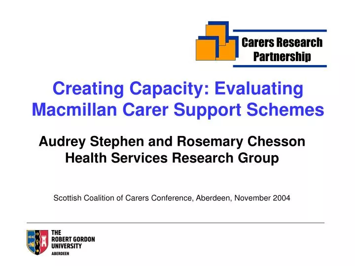creating capacity evaluating macmillan carer support schemes