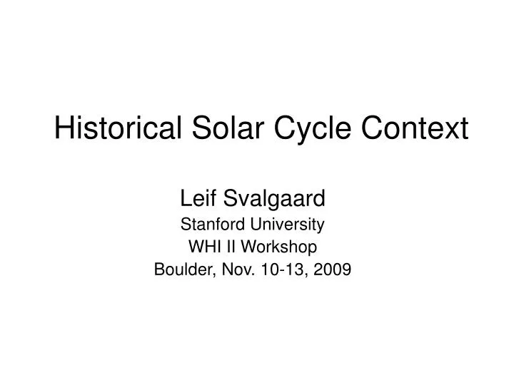 historical solar cycle context