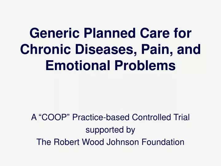 generic planned care for chronic diseases pain and emotional problems