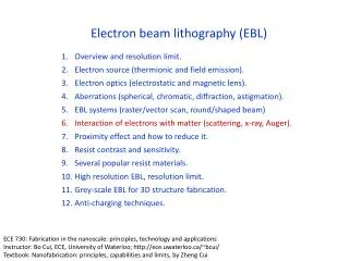 Electron beam lithography (EBL)