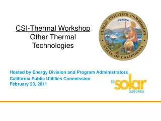 Hosted by Energy Division and Program Administrators