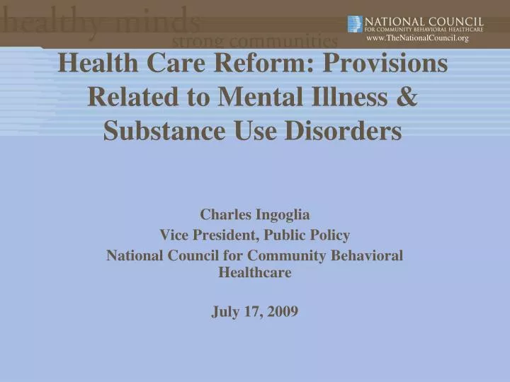 health care reform provisions related to mental illness substance use disorders