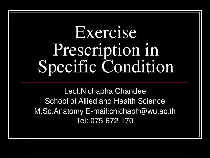 exercise prescription in specific condition