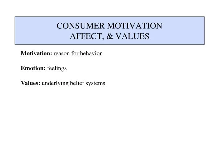 consumer motivation affect values