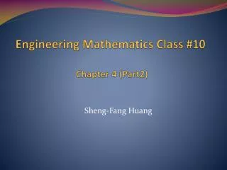 Engineering Mathematics Class #10 Chapter 4 ( Part2)