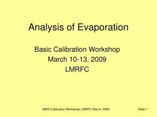 Analysis of Evaporation