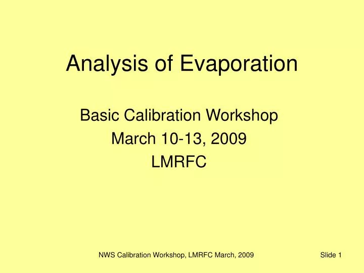 analysis of evaporation