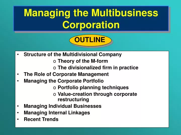 managing the multibusiness corporation