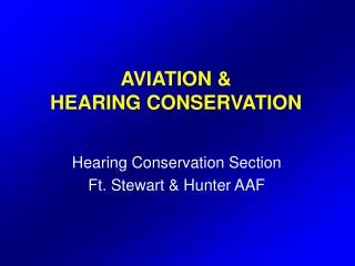AVIATION &amp; HEARING CONSERVATION