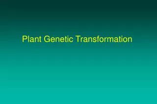 Plant Genetic Transformation