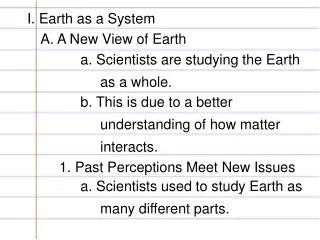 I. Earth as a System