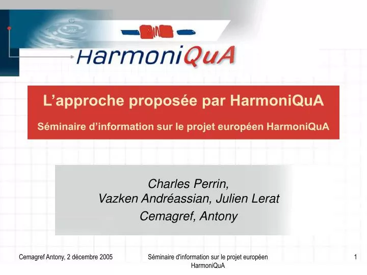 l approche propos e par harmoniqua s minaire d information sur le projet europ en harmoniqua