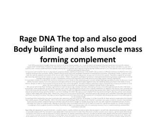 Rage DNA suplement facts and reviews
